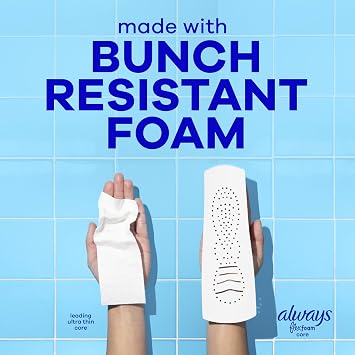 Always Infinity Feminine Pads for Women, Flexfoam Pads with Wings, Size 2, Heavy Absorbency, Unscented, 46 Count