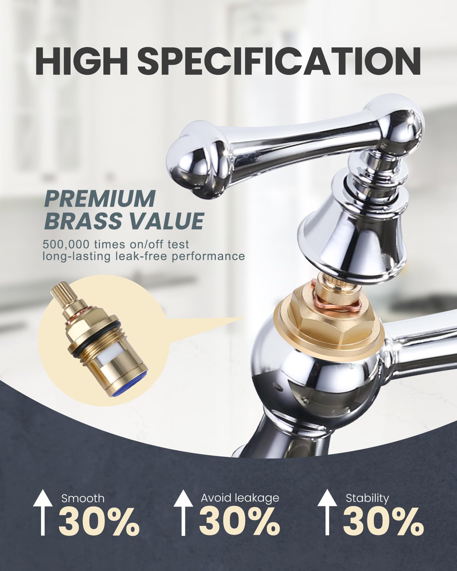 WOWOW® Robinet Mitigeur De Cuisine En Acier Inox 304 Mitigeur D'évier Rotatif 360° Robinet