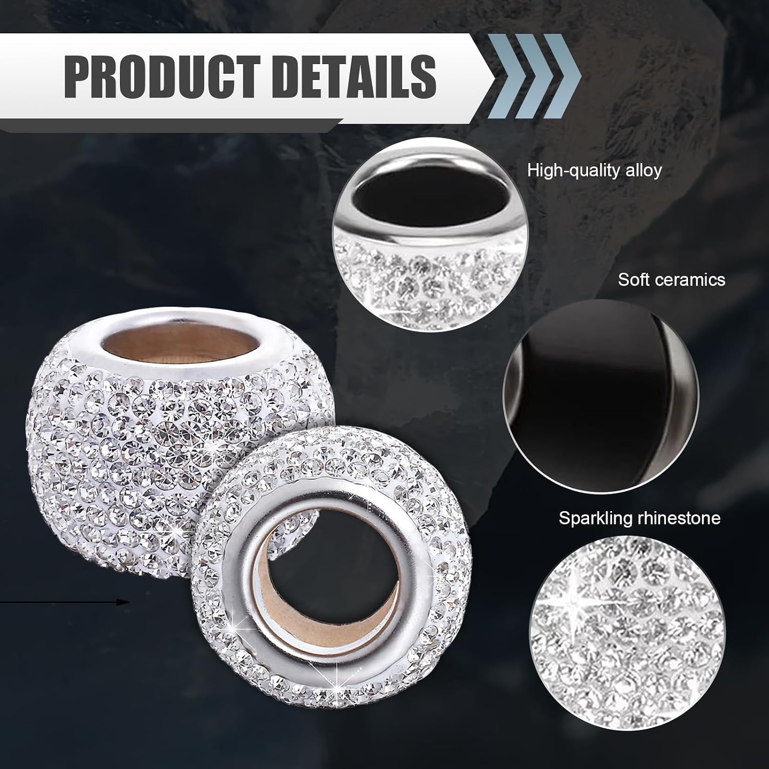 2 PCS Bling Car Headrest Collars, Crystal Head Rest Decor Collars, Interior Seat Decorative Rings, Universal Rhinestone Car Accessories SUV, Sedan, Truck (White) image 4