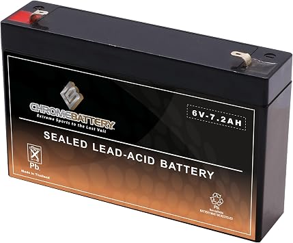 Chrome Battery 6V 7.2AH SLA Rechargeable Replacement Battery for UPS Back Up,Security Alarm, Wheel Chair and More 5.94 x 1.34 x 3.70, T1 Terminal