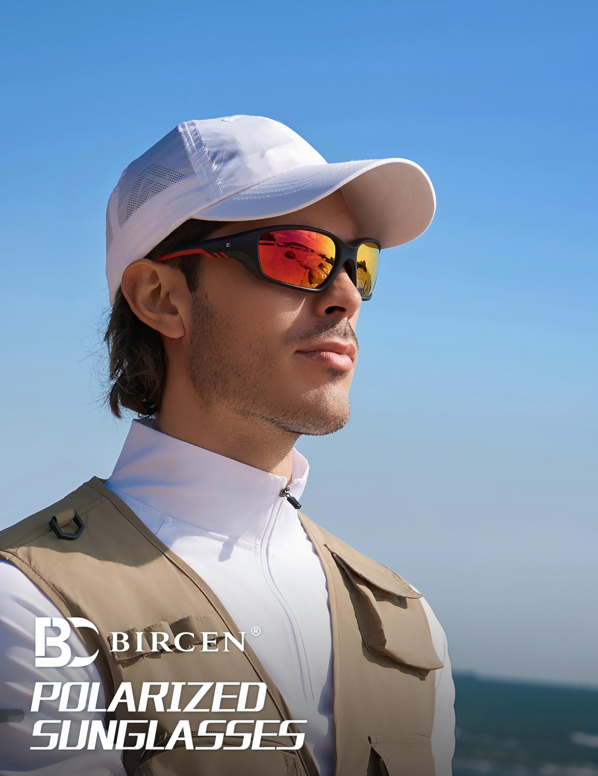 Polarisierte Sport-Sonnenbrille für Herren und Damen: UV-Schutz für Angeln, Fahren, Radfahren, Laufen