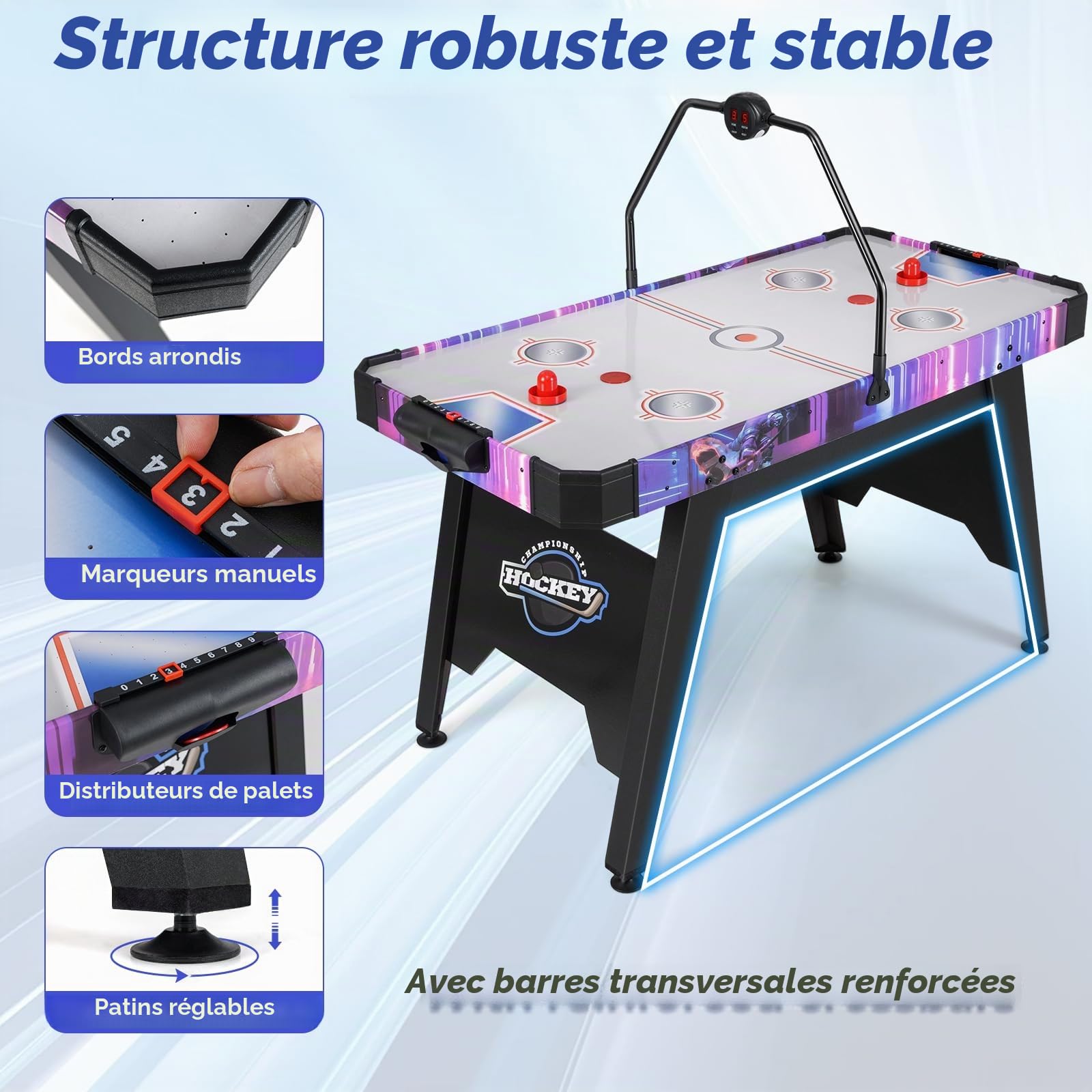 HOMASIS Table de Hockey Aérien avec Score LED Numérique