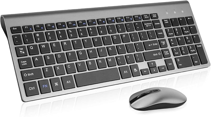 cimetech Combo de teclado y mouse inalámbricos, compacto, silencioso, ergonómico, interruptor de tijera y mouse óptico, teclado inalámbrico sin demoras de 2.4G para computadora, Mac, computadora portátil, PC, Windows - Gris