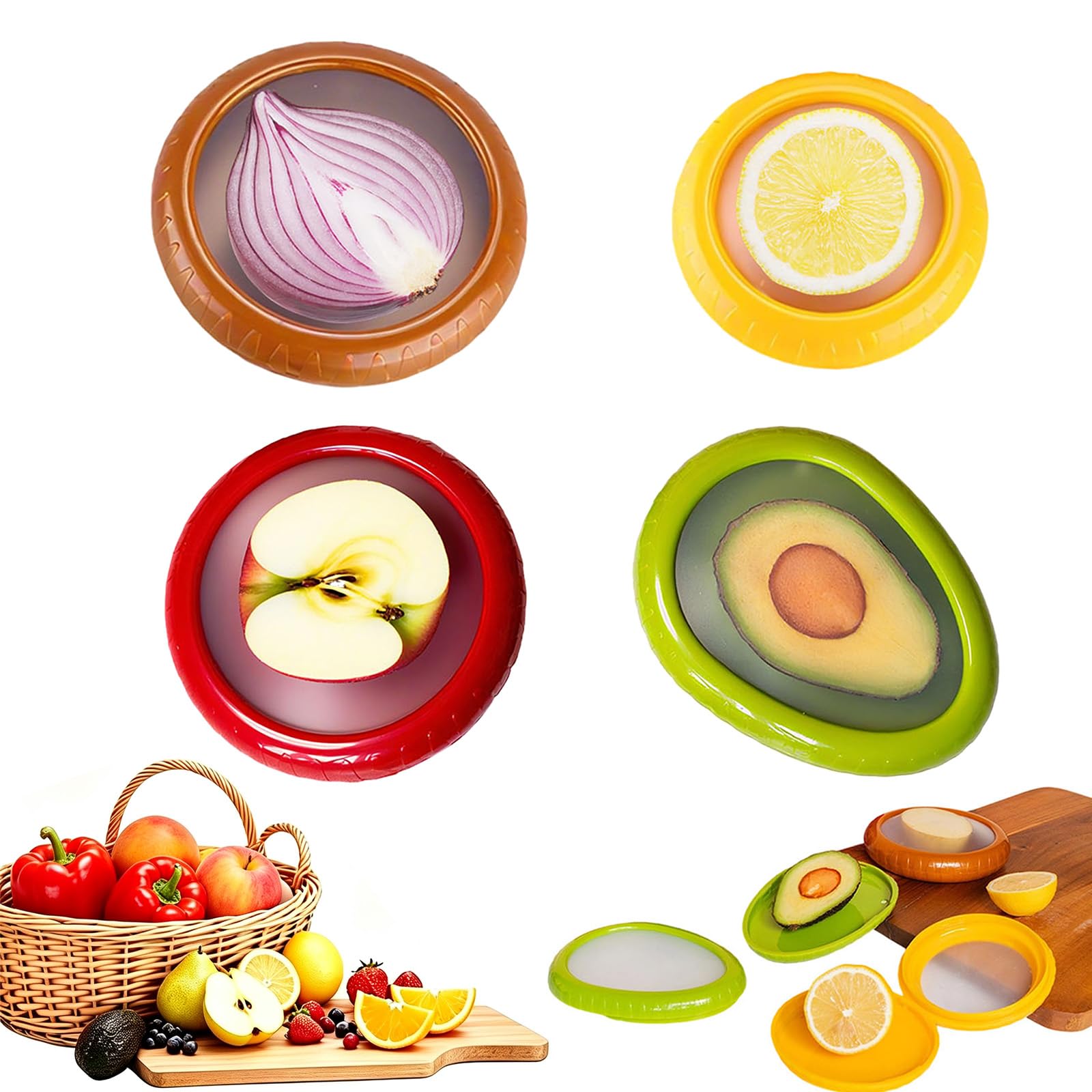 4 PCS Silicone Fruit Storage Box, Reusable