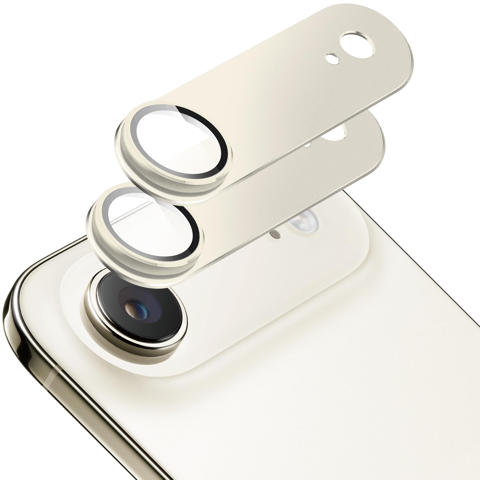 2 Pack Camera Lens Protector for iPhone 17 Air,[Not Easy to Breakn ] AR Tempered Glass Strong Adsorption Metal Camera Cover Screen-Light Gold