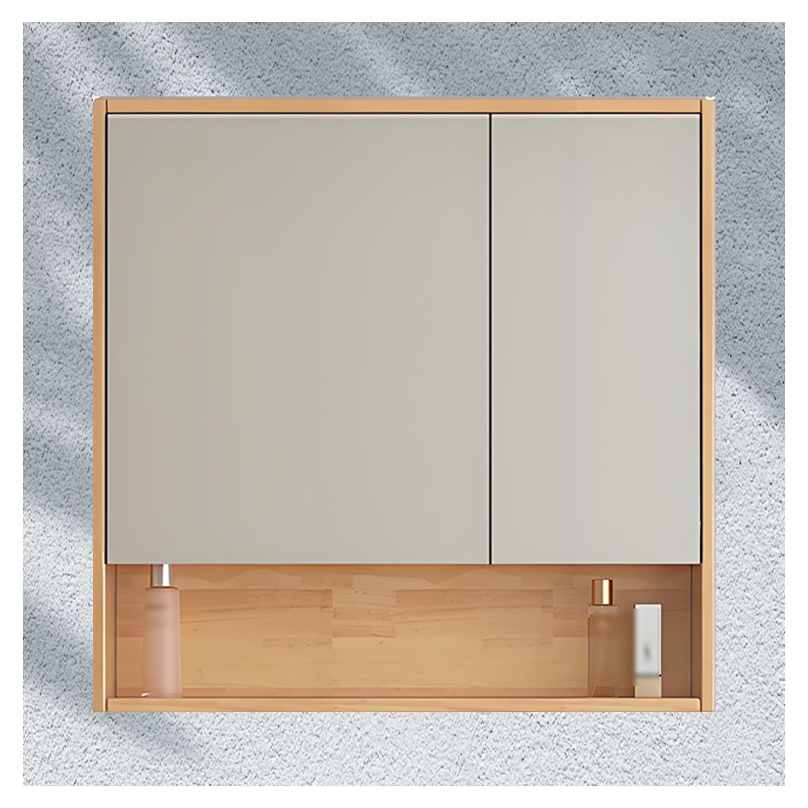 Amazon.co.jp: 木製の壁掛けミラーキャビネット、照明付きバス