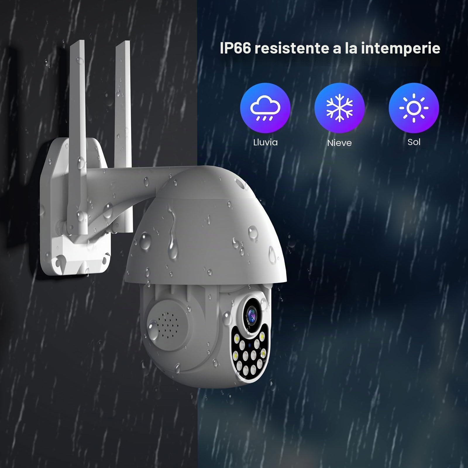 PGST 1080P Cameras de Vigilancia WiFi, Camara WiFi Exterior Motorizada Impermeable IP66 con Audio de Dos Vías, Visión Nocturna en Color de Detección de Movimiento Monitorización Inteligente