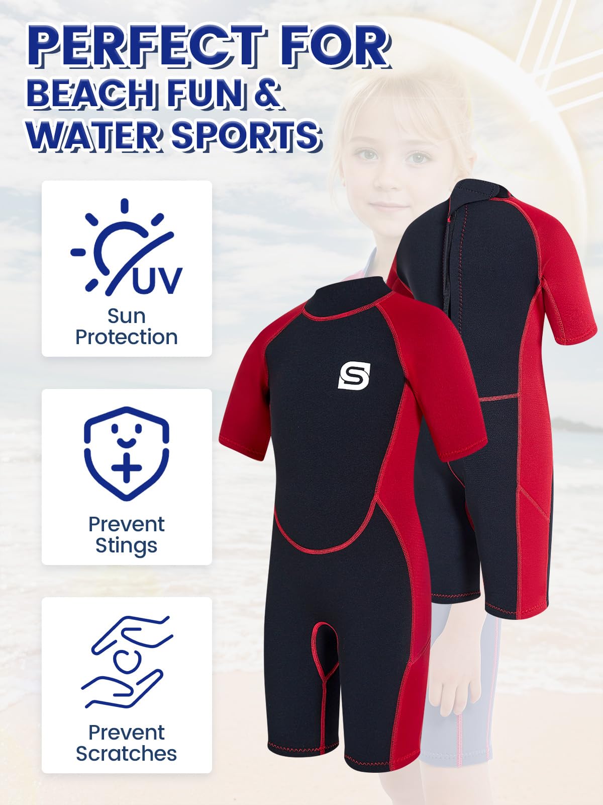 Muta termica in neoprene per bambini 2,5 mm per nuoto immersioni surf protezione UV