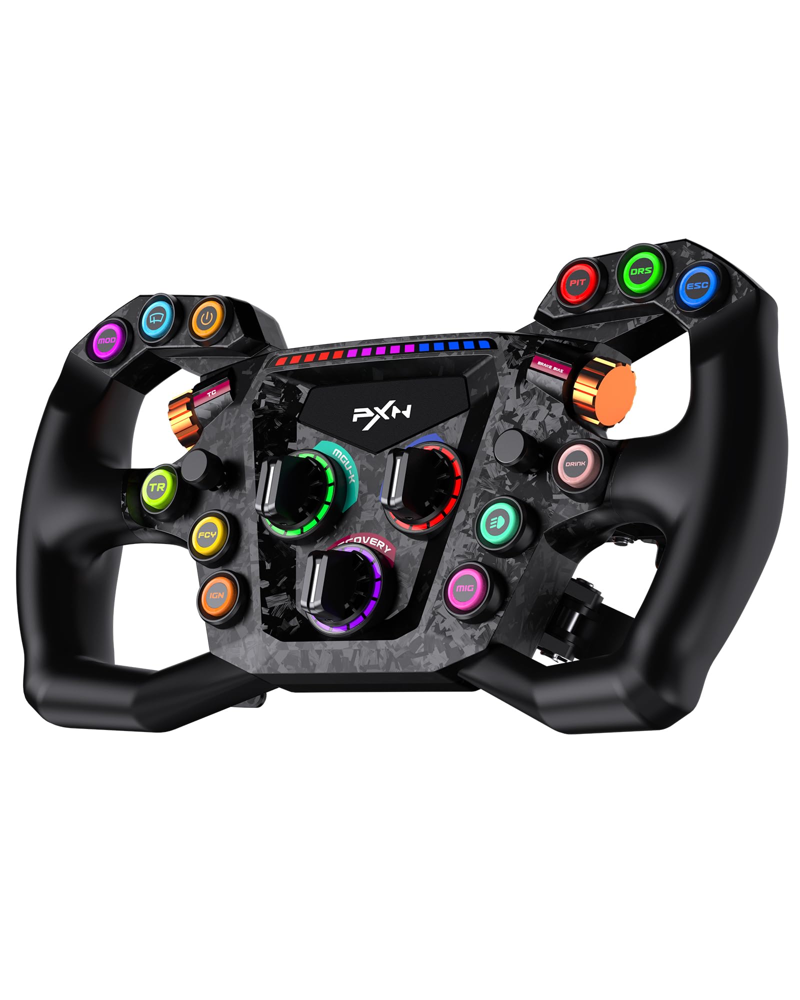 PXN GT ONE Sim Racing Steering Wheel Rim | 300mm, 78 Controls, 4 Carbon Fiber Paddles, 15 RPM LEDs, 16.7M RGB Lighting, Compatible with PXN VD-Series Wheel bases