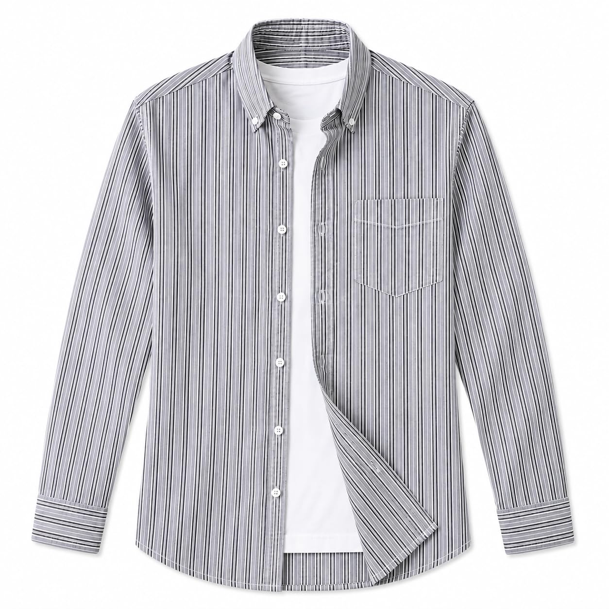 deelmo Men's Cotton Blend Striped Casual Shirt | Regular Fit | Full Sleeves | Button-Down Collar | Soft & Breathable | Smart Casual | Everyday Wear (Available in Plus Size)-picture-22