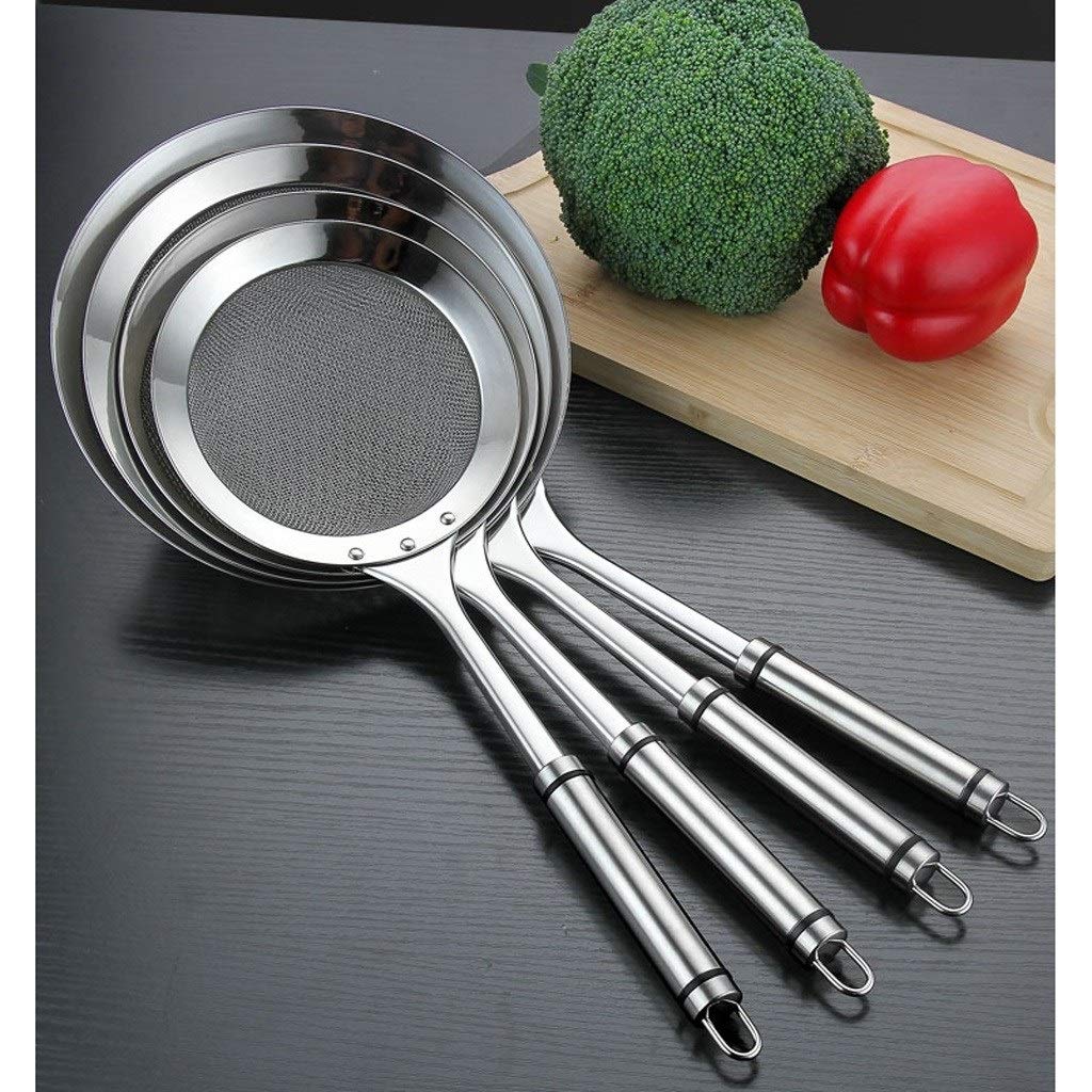 Espumadera Colador Acero inoxidable de malla fina Colador con mango Tamices Tamiz Harina Pasta Colador Colador Herramientas de cocina práctica Coladores de Cocina (Size : M)