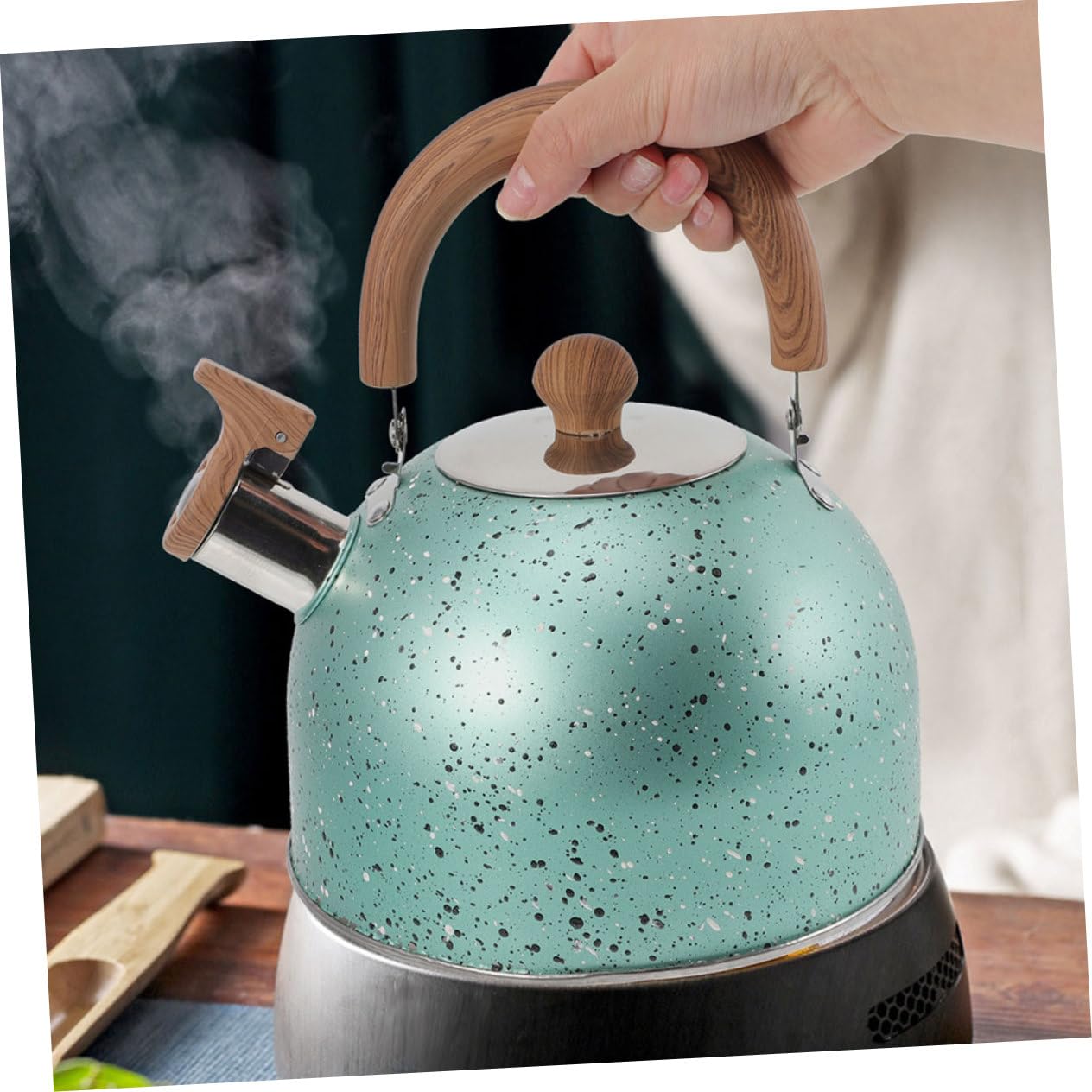 Mipcase Hervidor de Agua Grande de Acero Inoxidable con Base Resistente al Calor, Capacidad de 3 L, Diseño Robusto y Silbato para Uso en Restaurante u Oficina