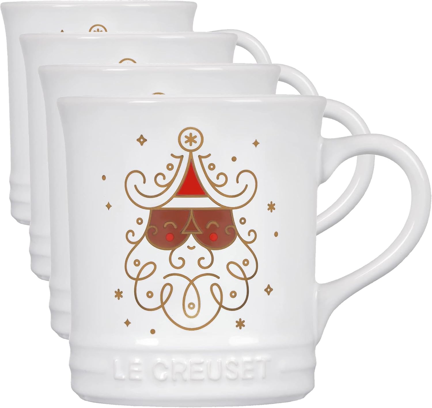 Le Creuset Noel Collection: Stoneware Santa Mug, 14 oz., Black w/Applique