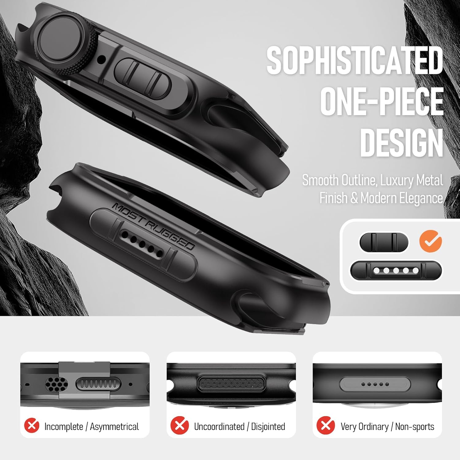 BXUXOHS Rugged Case & Woven Stars-Stripes Flag Nylon Strap for Apple Watch 10/11 Band 46mm