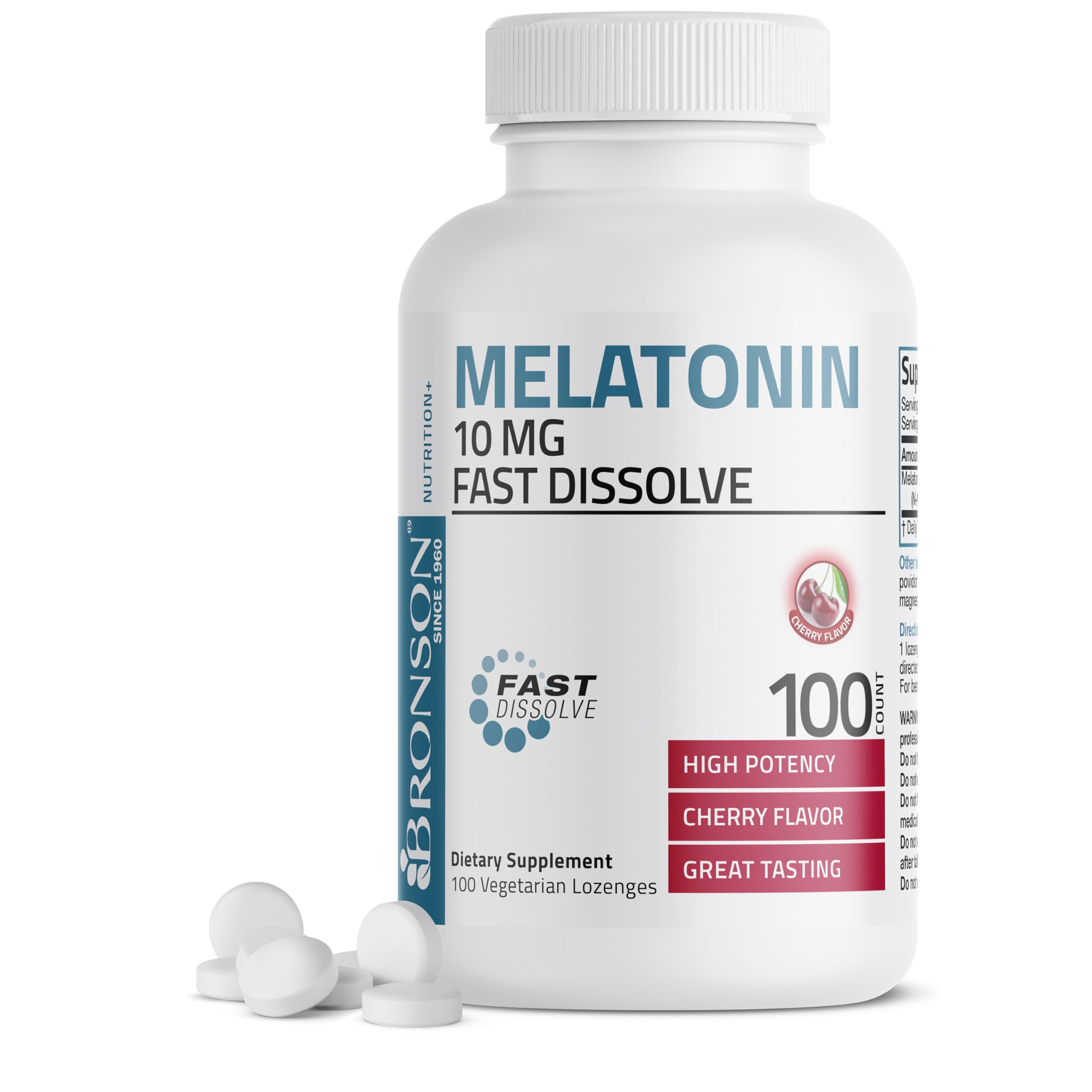 Bronson Melatonin 10 mg Sleep Support, Fast Dissolve Cherry, 100 Tablets