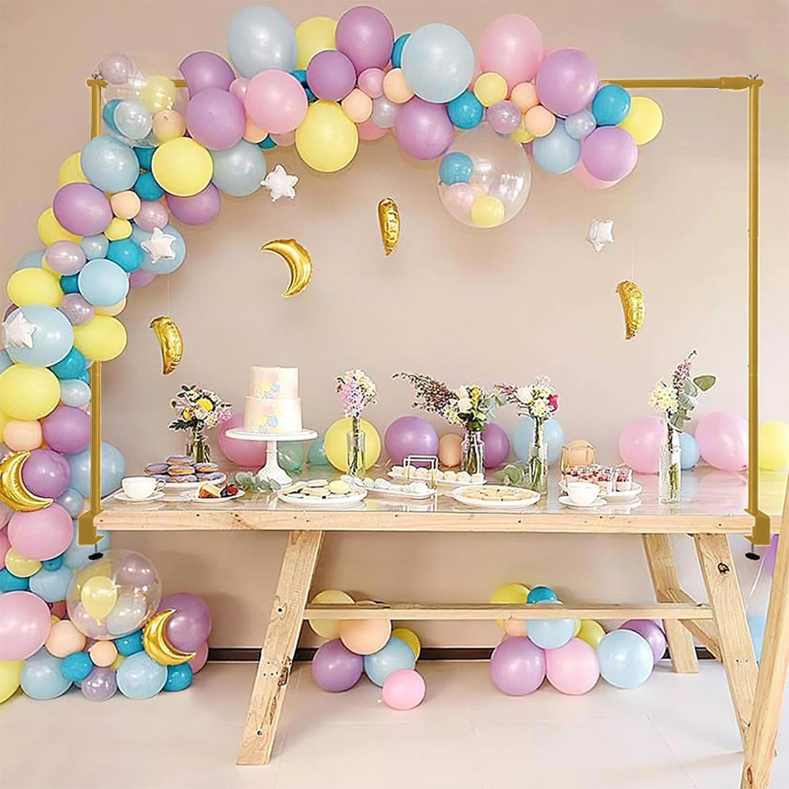 Soporte de arco de mesa de metal con clips, soporte de decoración floral, para globos e telón de fondo para eventos, mesa, cartel, escaparate, elegante soporte de centro de mesa