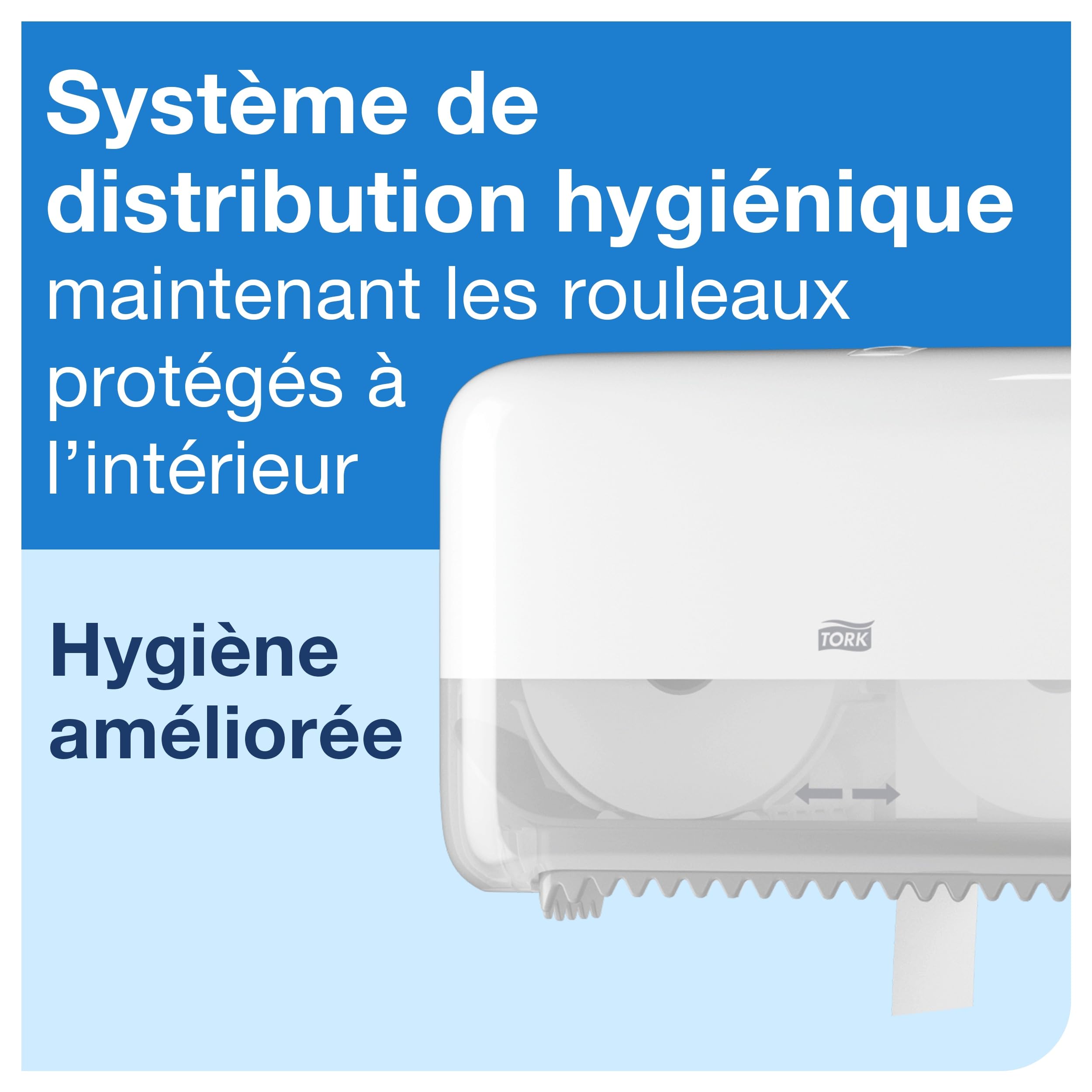 Tork Distributeur murale pour papier toilette rouleau mid-size sans mandrin blanc T7, gamme Elevation, 558040
