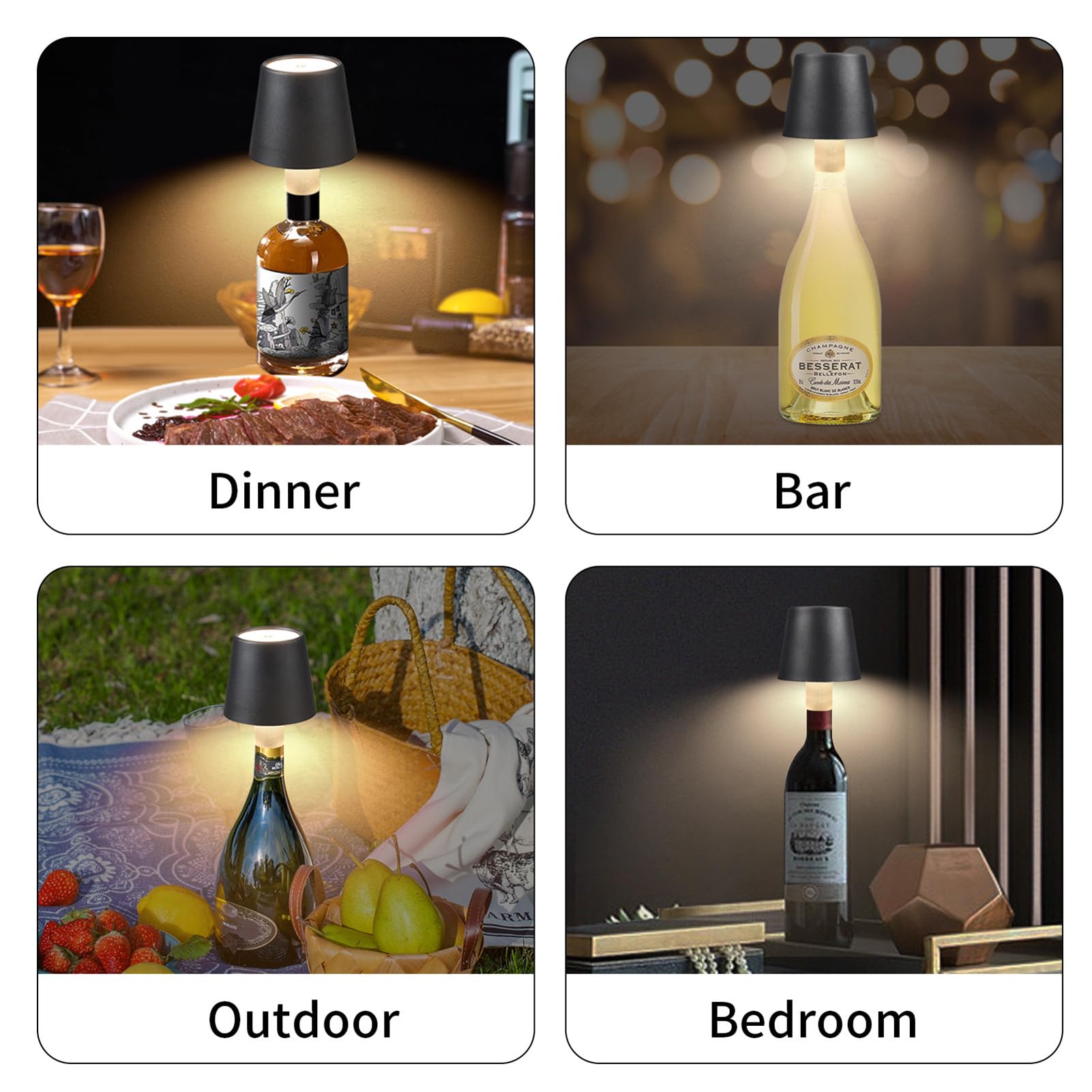 MOORLE Lampe De Bouteille De Vin Sans Fil, Tai'deng à Intensité