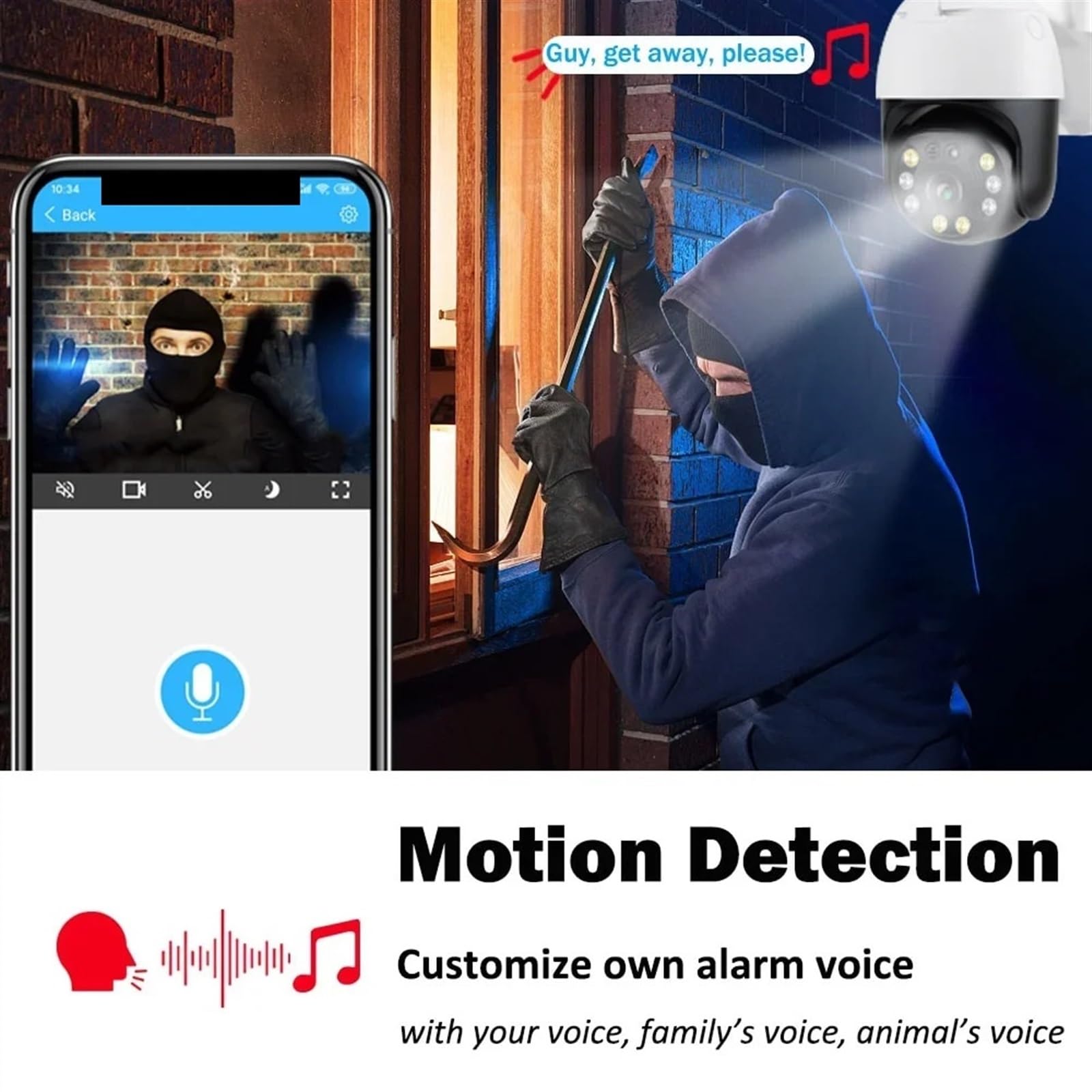 Caméra de sécurité, Caméra PTZ 4K 8MP 5MP, détection Humaine, Audio bidirectionnel, Vision Nocturne Couleur, Suivi Automatique, caméras de Surveillance(8MP Camera No Card)
