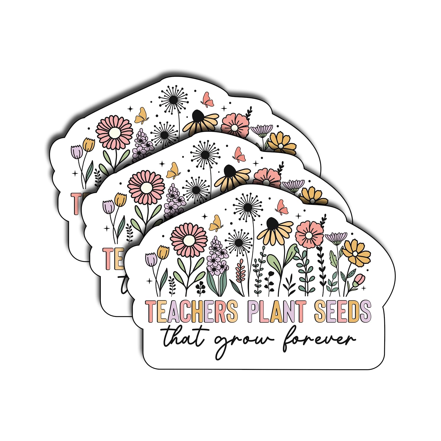 TADAVAX (3Pcs) Teacher Plant Seeds That Grow Forever Sticker Back to School Waterproof Vinyl Water Bottle Books Phones Laptops Kindle Waterproof Hard Hat Funny Teaching Decals Stuff Gifts 3x2.3 Inch