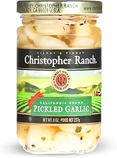 Christopher Ranch Pickled Garlic Cloves 8oz Jar | 100% California Grown, Peeled & Ready-to-Eat | Crisp Tangy Flavor for Cooking & Snacking