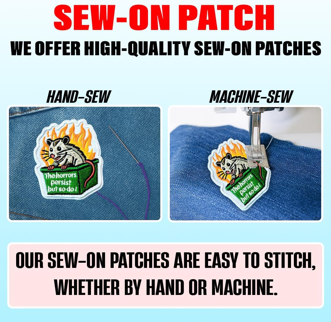 (3Pcs) Please Be Patient with Me I'm from The 1900s Iron-On Embroidered Patch, Black and White Skeleton Design, Set for Jackets, Backpacks, Hats, Vests – 3 Inch