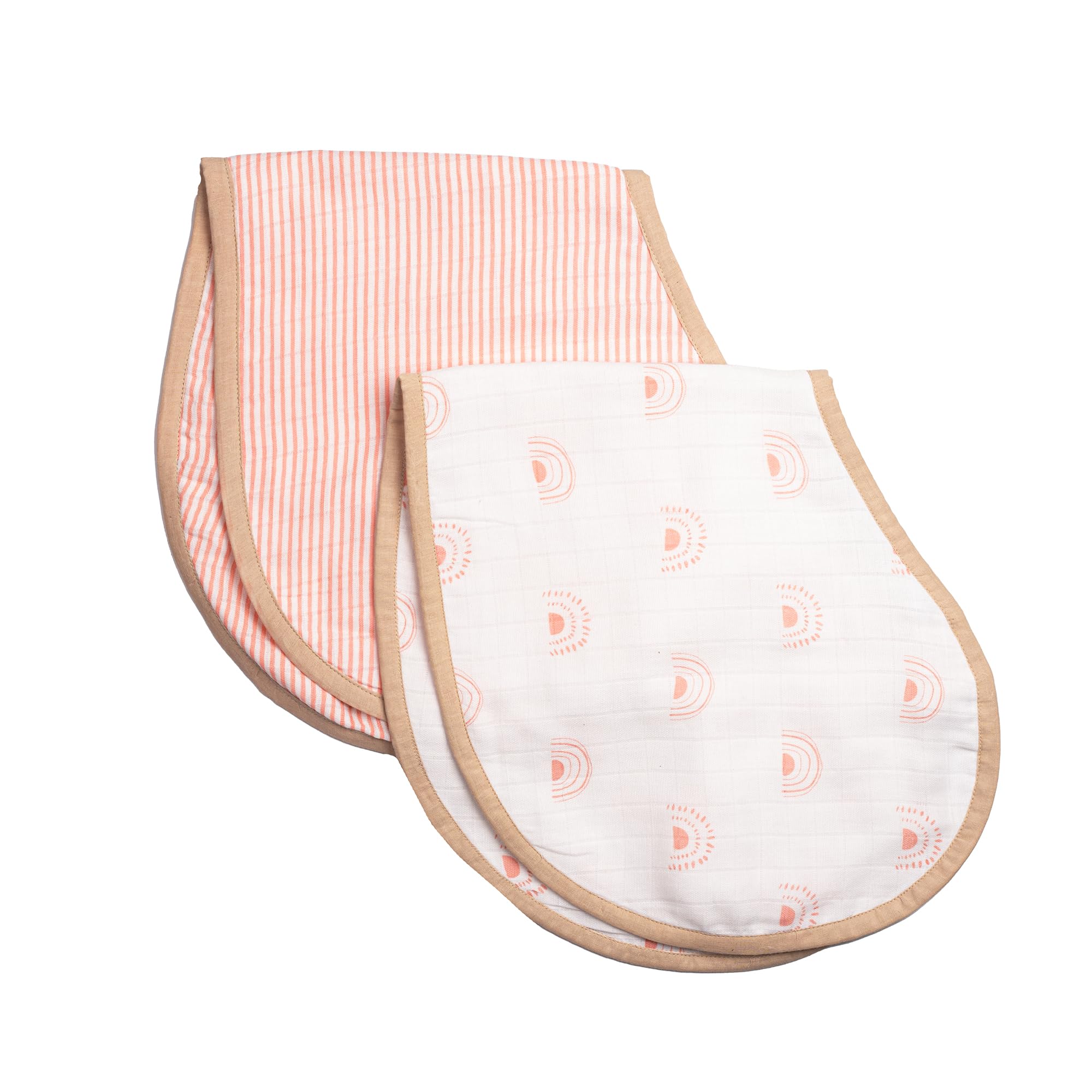 Masilo 100% Organic Muslin Burp Cloth & Bib for Newborn Baby/Ultrasoft Large Reusable Bib/Absorbent & Soft Burp Cloth for Teething Babies (2 x Burp Cloth) - Rainbow-image-3
