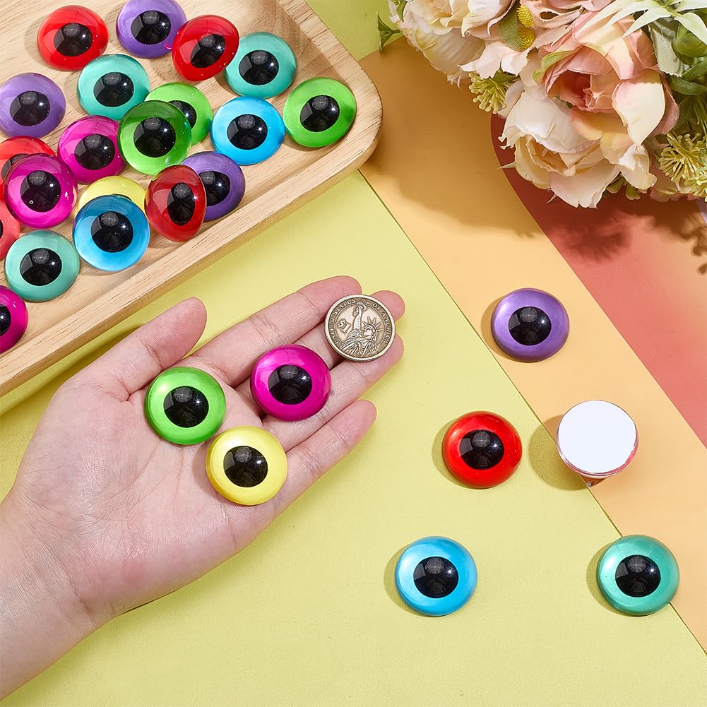 PH PandaHall 20 Cabochons Yeux En Verre 30mm - 5 Couleurs Pour Bricolage Et Créations