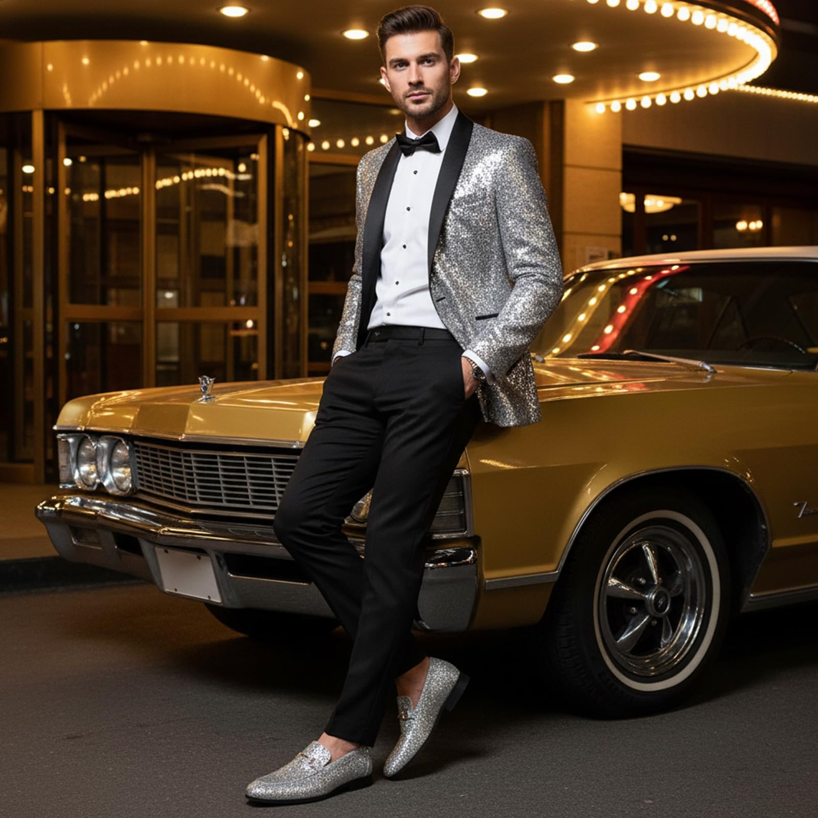 HEEZ Men's Slip On Dress Loafers,Tuxedo Shoes for Men with Velvet Upper, Comfortable Formal Dress Shoes for Wedding Prom Party Dance — view 2