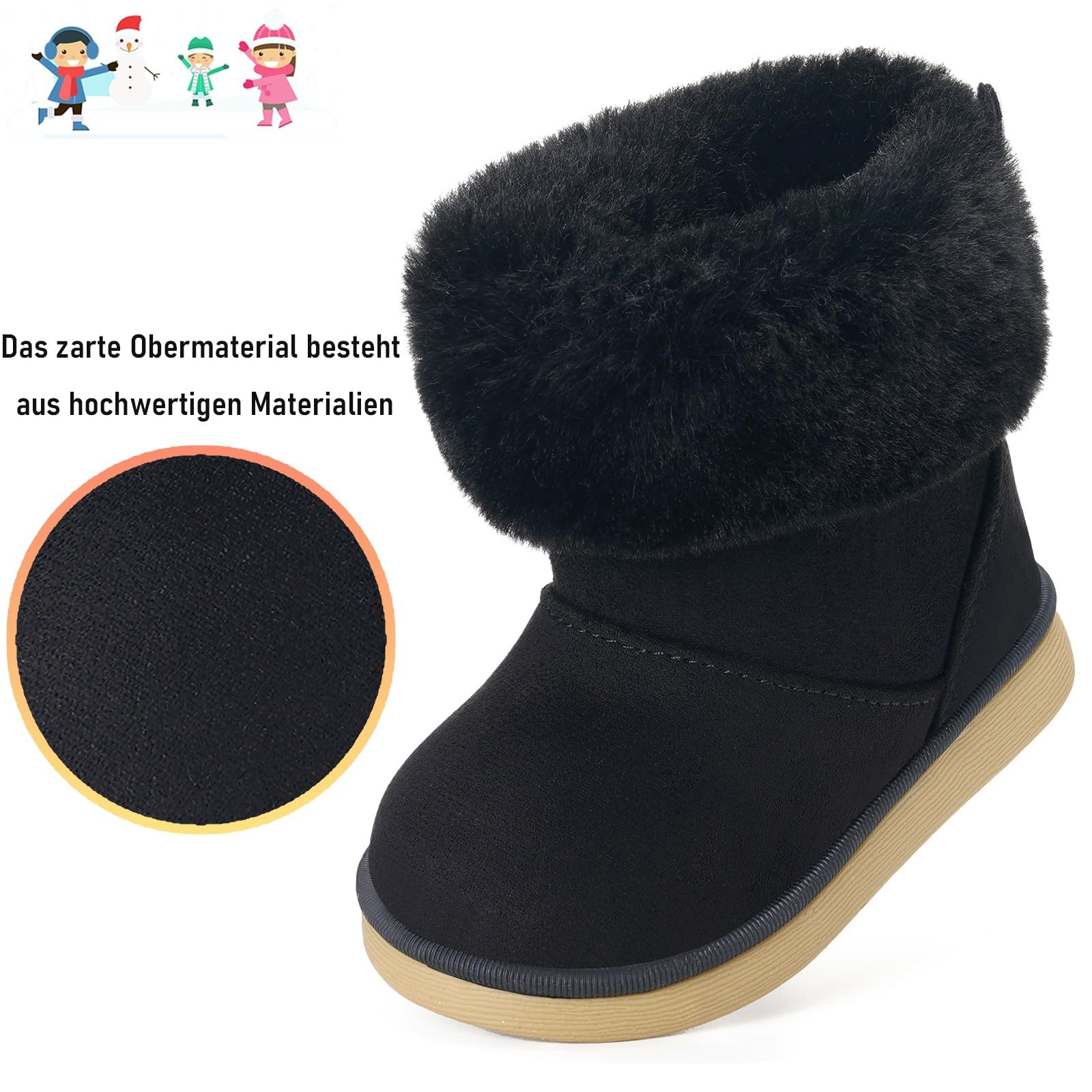 Gaatpot Stivali per Bambine e Ragazze Stivaletti da Neve Ragazzi Fodera Scarpe con Invernali Bambini Stivale con Imbottitura Calda 20-29EU