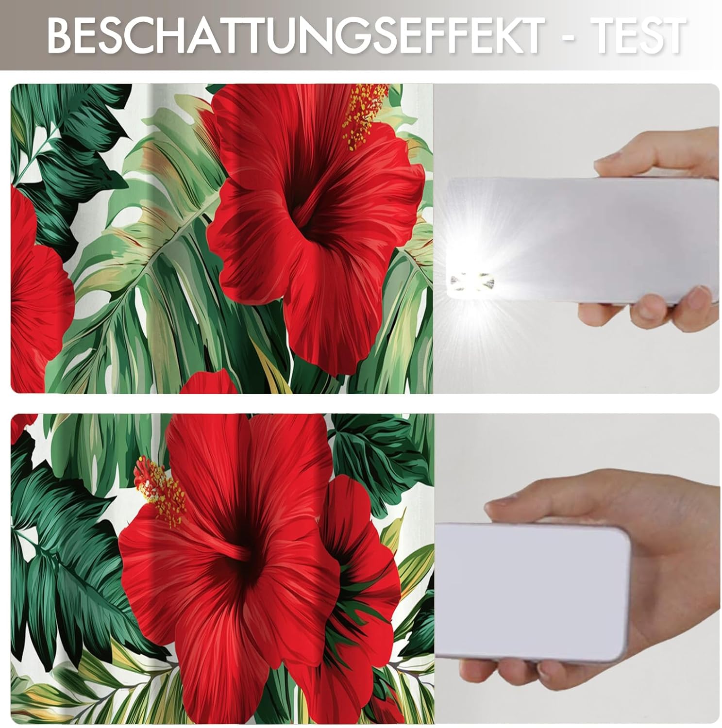 Red Tropical Floral Print Blackout Curtains for Bedroom 54 Inch Long 2 Panels Hibiscus Flowers Palm Leaves Black Out Curtains for Living Room Grommet Thermal Darkening Window Drape,38" × 54"