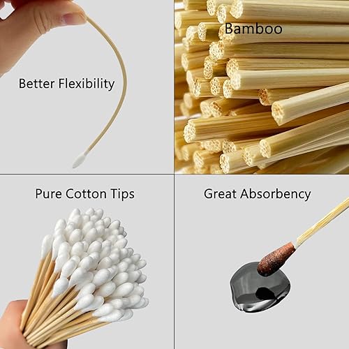 Miniatura 3 de MIDUG Parches cuadrados de limpieza de pistolas de 2 x 2 pulgadas y hisopos de limpieza de bambú de 6 pulgadas de largo para kit de mantenimiento de