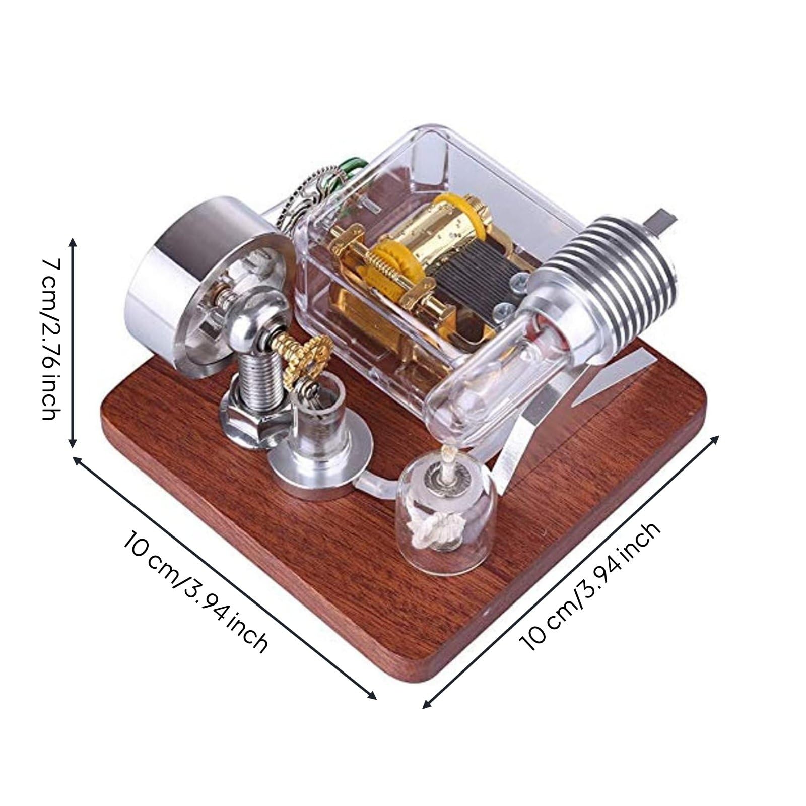 Dispositivo di Apprendimento di Fisica Motore Modello Motore Termico Motore Meccanico Carillon Modello da Tavolo in Lega con Base in Legno Mostra