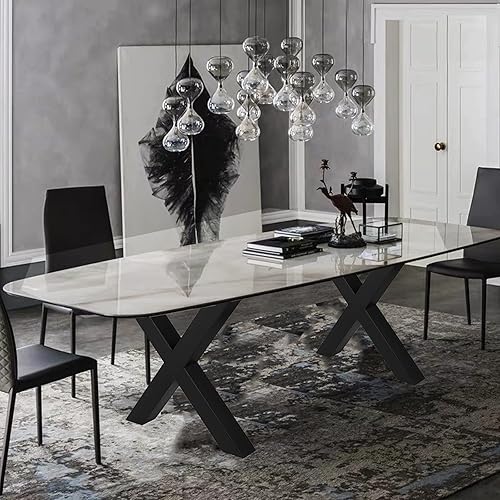 Miniatura 9 de VEVOR Juego de 2 patas de acero para mesa, patas para mesa de comedor, resistentes, perfil cuadrado de 3.1pulgadas, patas para mesa estilo campirano