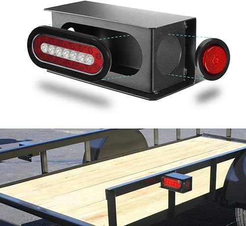 Miniatura 2 de Partsam 2 unidades de acero negro resistente camión utilitario remolque 6 pulgadas protector de luz trasera caja ovalada de 2 pulgadas luz lateral