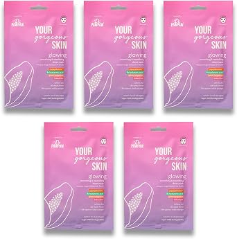Dr. PawPaw Your Gorgeous Skin Glowing Sheet Mask Set - Face Sheet Mask with Papaya Luronic and Bakuchiol - Hydrating for Youthful Glow - 5 pc