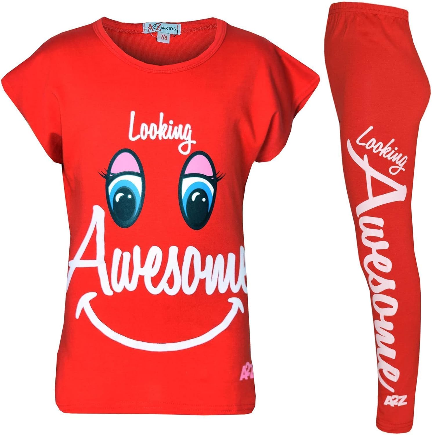 A2Z 4 Kids Girls Top Kids Looking Awesome Print Trendy T Shirt Tops Fashion Legging Set Age 5-13 Years