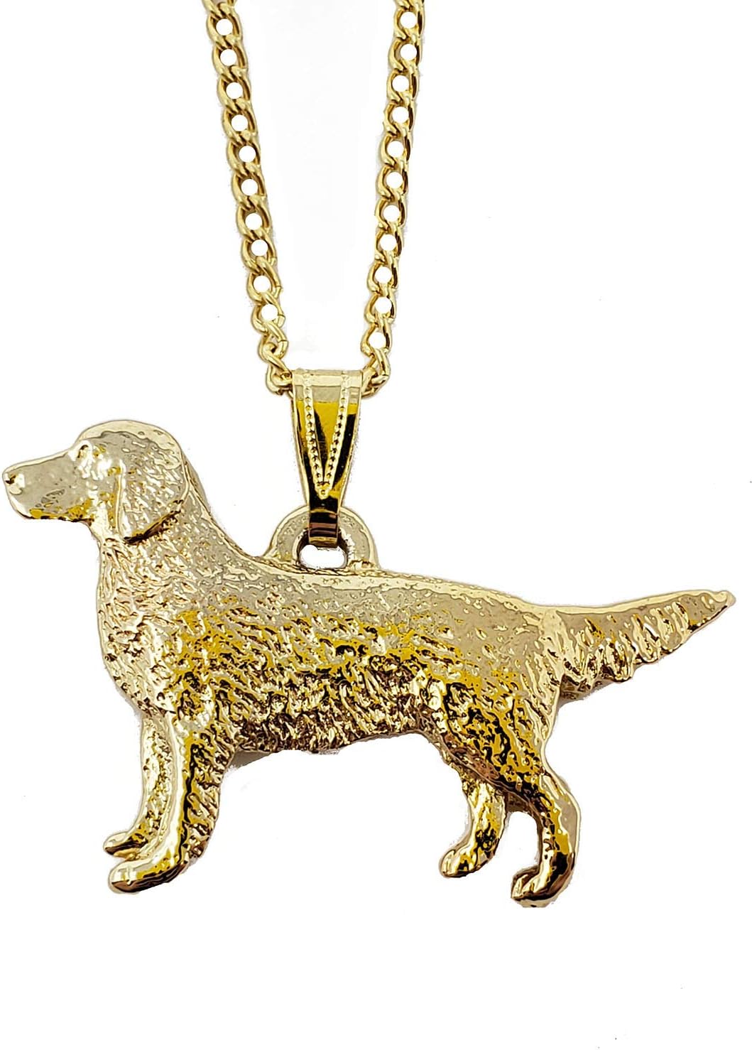 Amazon Com Golden Retriever Dog 24k Gold Plated Pewter Pendant With Chain Necklace Set Clothing Shoes Jewelry