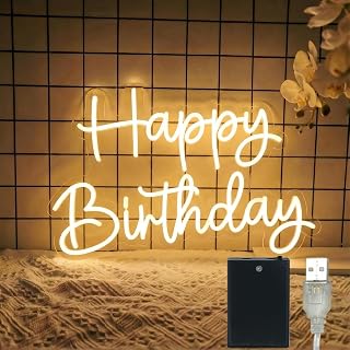 16-Inch 3-Mode Dynamic Happy Birthday LED Neon Sign