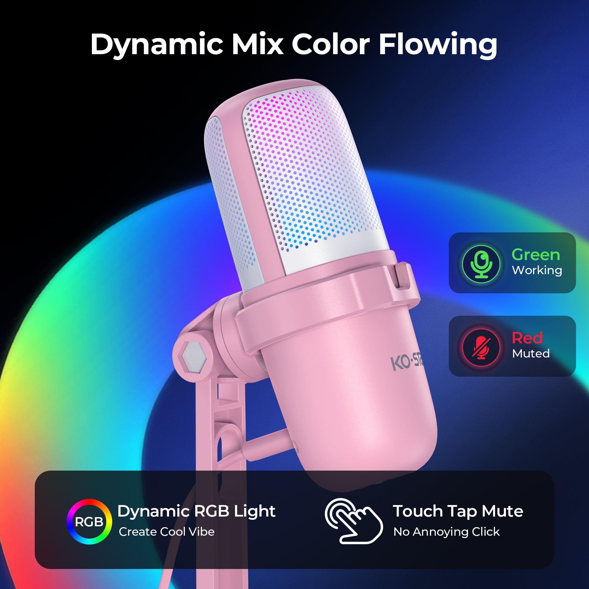 Mikrofon USB do komputera, mikrofon Asmr, mikrofon do gier komputerowych do PS4 / PS5 / Mac, mikrofon strumieniowy do gier komputerowych, mikrofon pojemnościowy ze strumieniowaniem RGB, filtr
