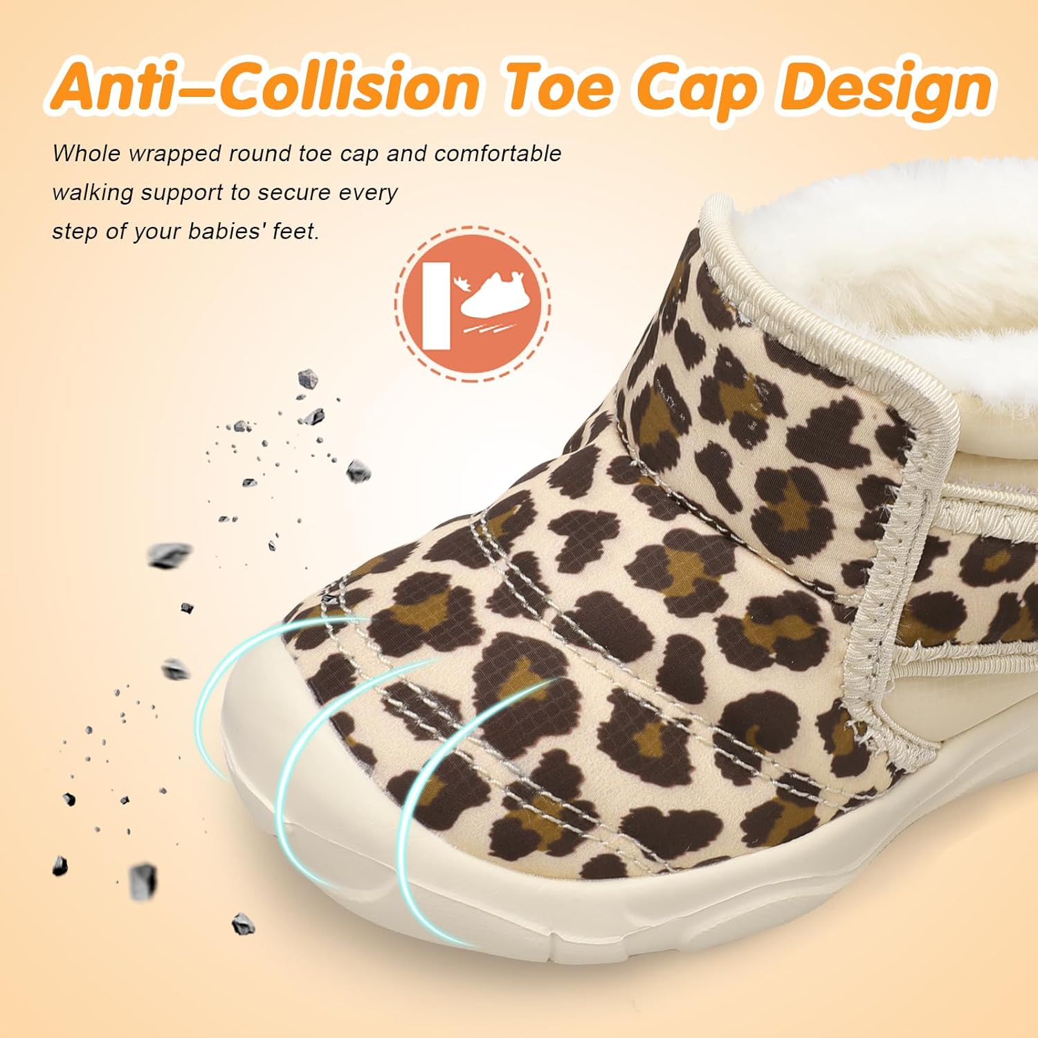 QFH Baby Boys Girls Winter Warm Shoes Cozy Fleece Snow Boots Toddler Non-Slip Walking Shoes Infant Outdoor Water Resistance Faux Fur Booties - Image 3