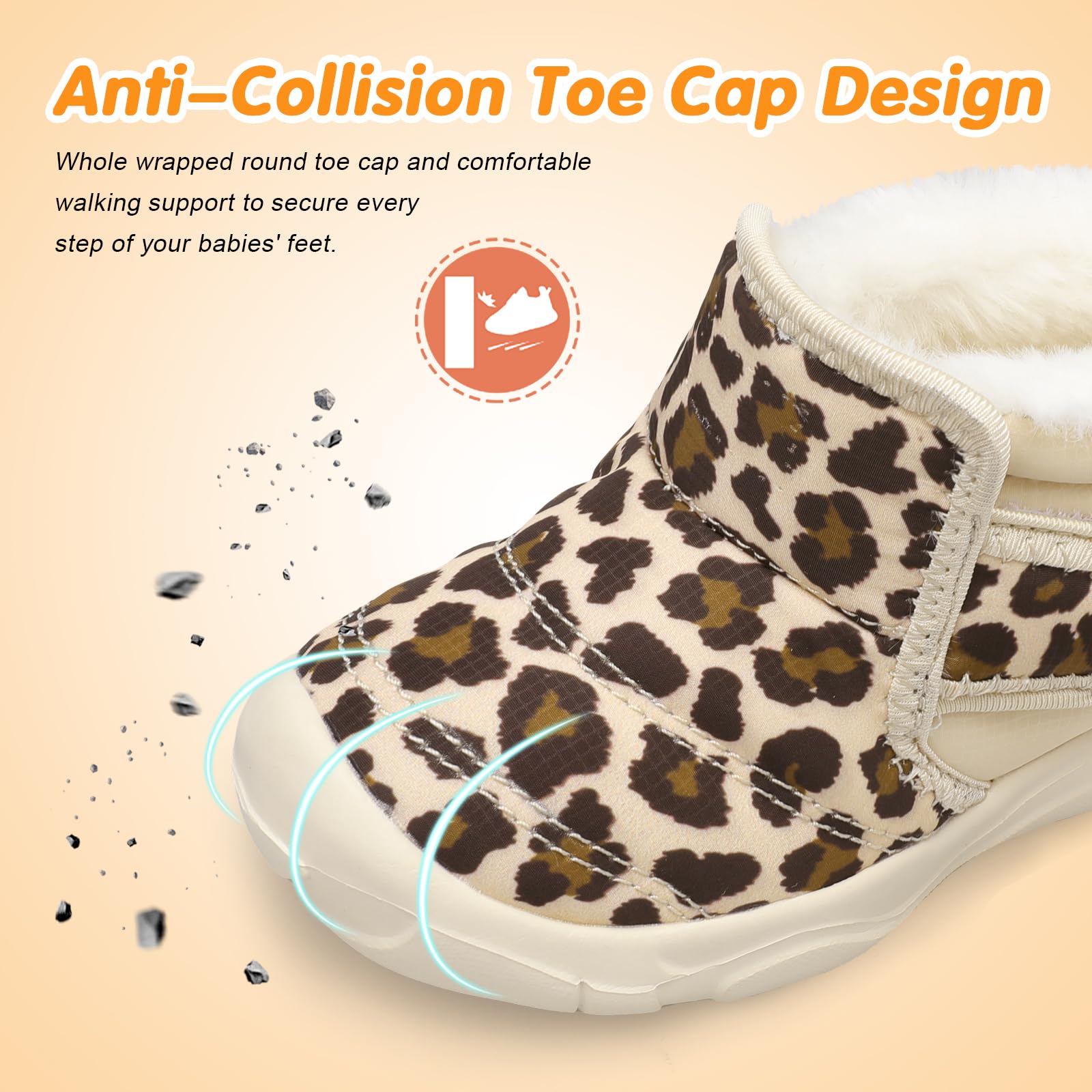QFH Baby Shoes Girl Soft Sole Shoes Infant Shoes Boy Boot Baby Winter Snow Boots Lightweight Leopard 12-18 Months Infant