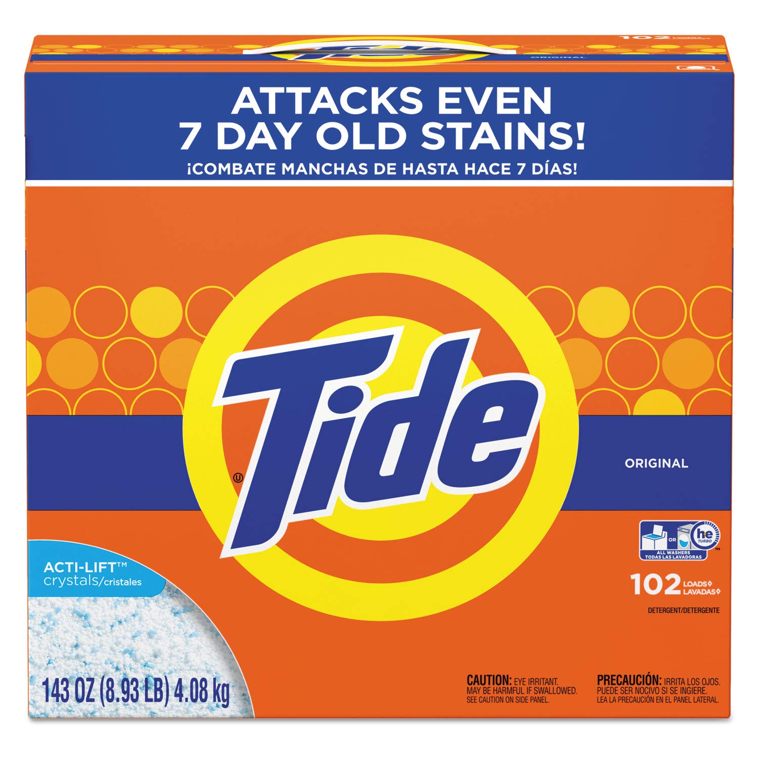 Tide 85006CT Powder Laundry Detergent, Original Scent, 143 oz Box, 2/Carton