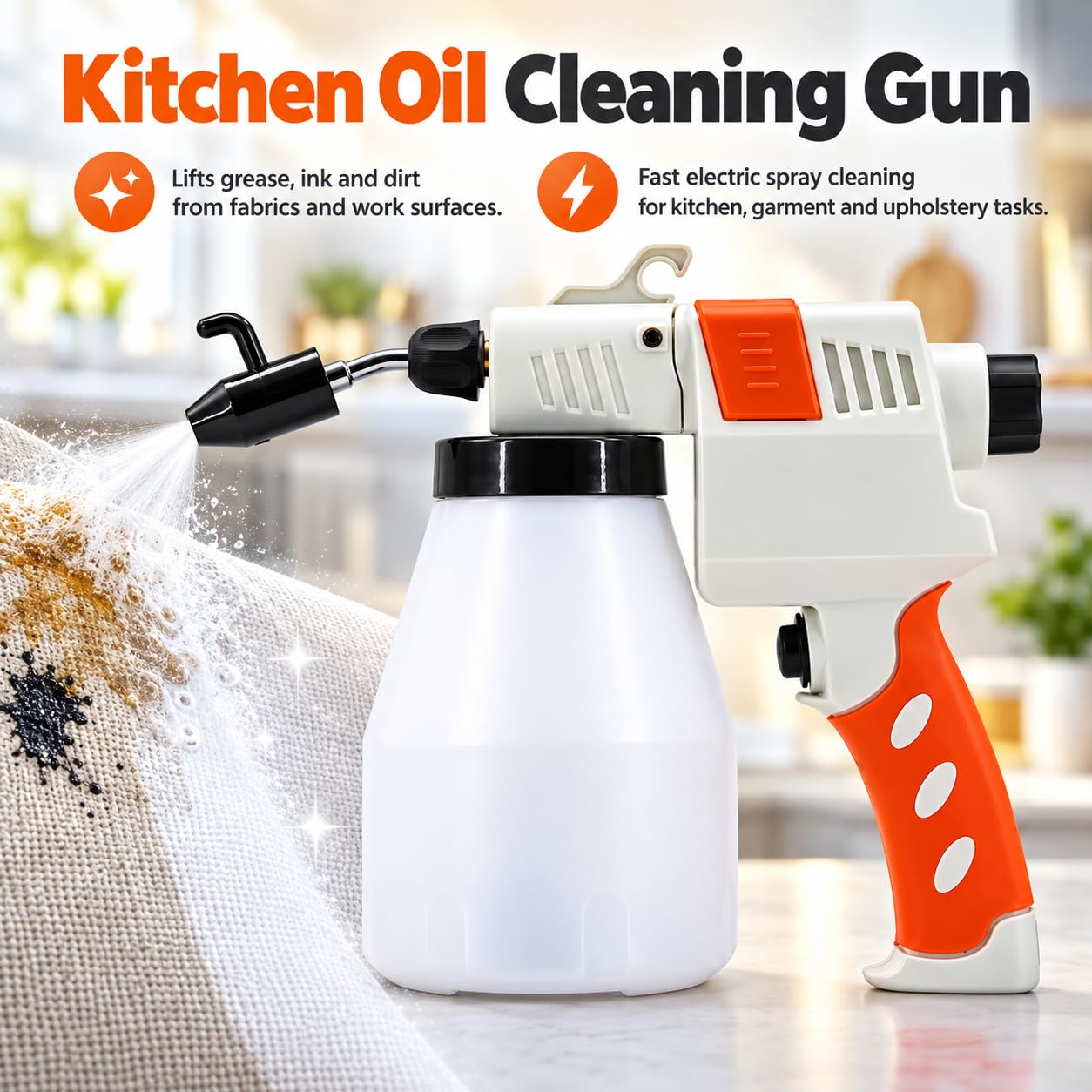 Pistola Limpiadora de Aceite de Cocina, Tanque de 750 ml