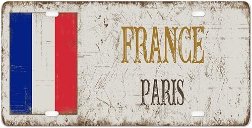 Placa de matrícula vintage de Francia de la ciudad de París, letrero decorativo de metal para automóvil, etiqueta de automóvil, bandera nacional de