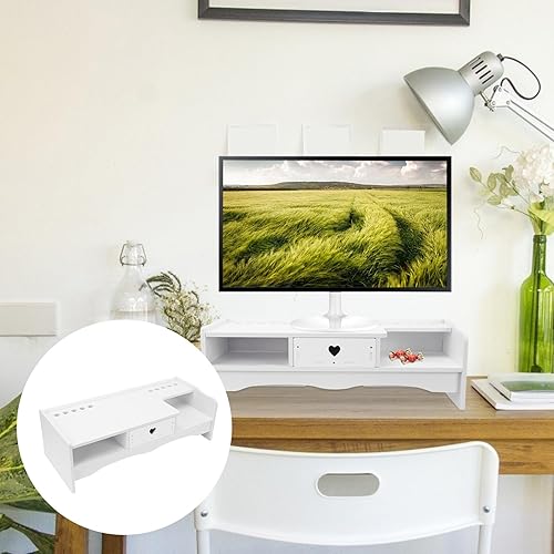 Miniatura 7 de Style Computer Monitor Riser with Storage Drawer Compact Elevated Stand for Office Desk Space-saving Tablet Shelf and CPU Tower Holder with