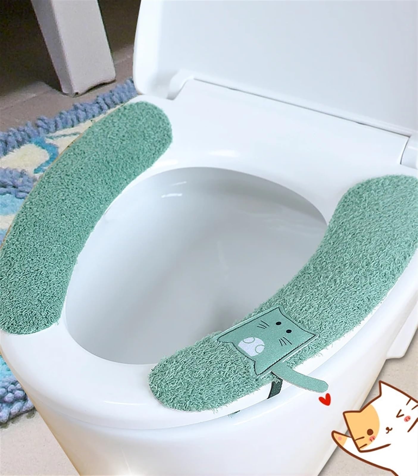 Housse de siège de toilette douce et lavable avec revêtement collant thermorégulateur