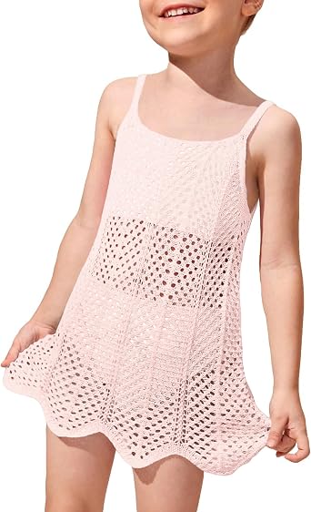 Girls Cover up Short Beach Cami Dress Strap Cable Knit Swimsuit Bikini Cover Up