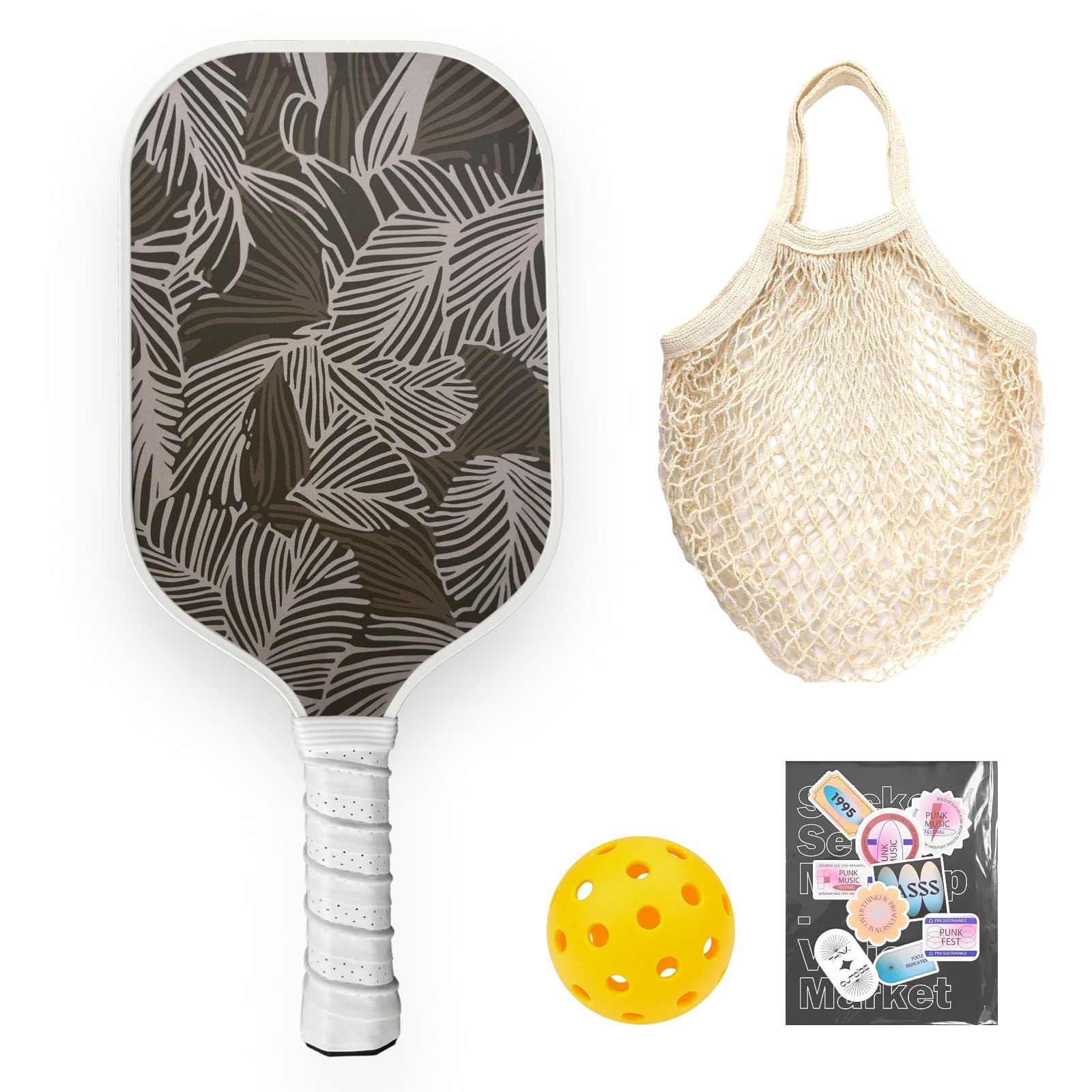 Foxup2023 Pickleball Paddle | Graphite Carbon Fiber | Pickleball Gift | Stylish Pickleball Racket | Extended Handle | Polypropylene Honeycomb Core | Single Paddle