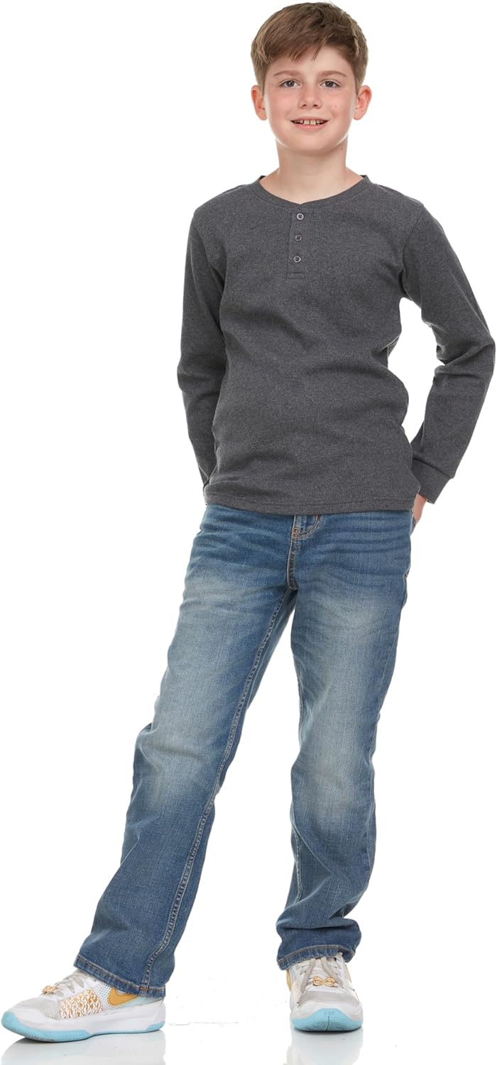 Boys' 2-Pack Thermal Henley Tops - Cozy, Breathable Long Sleeve Shirts for School and Play, Sizes 4-18 - Image 5